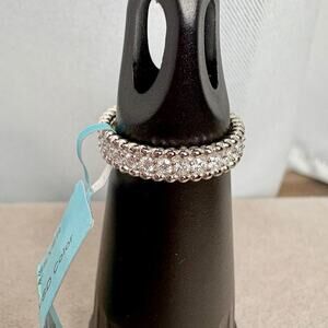 Sparkling Moissanite Eternity Band - Size 7, 925 Silver